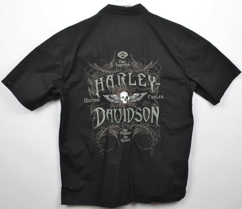 Harley-Davidson Men's Large Winged Skull Willie G Biker Garage Mechanic Shirt