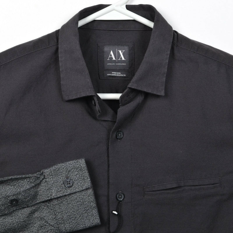 Armani Exchange A|X Men's XS Black Gray Two-Tone Button-Front Shirt