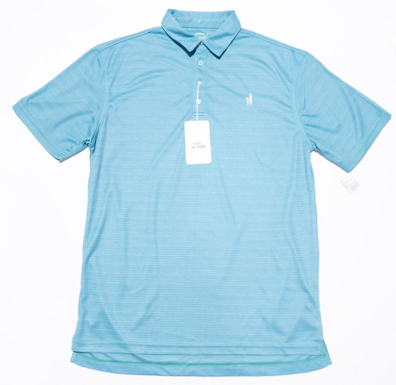 johnnie-O Prep-Formance Polo Men's Large Blue Green Striped Golf Wicking