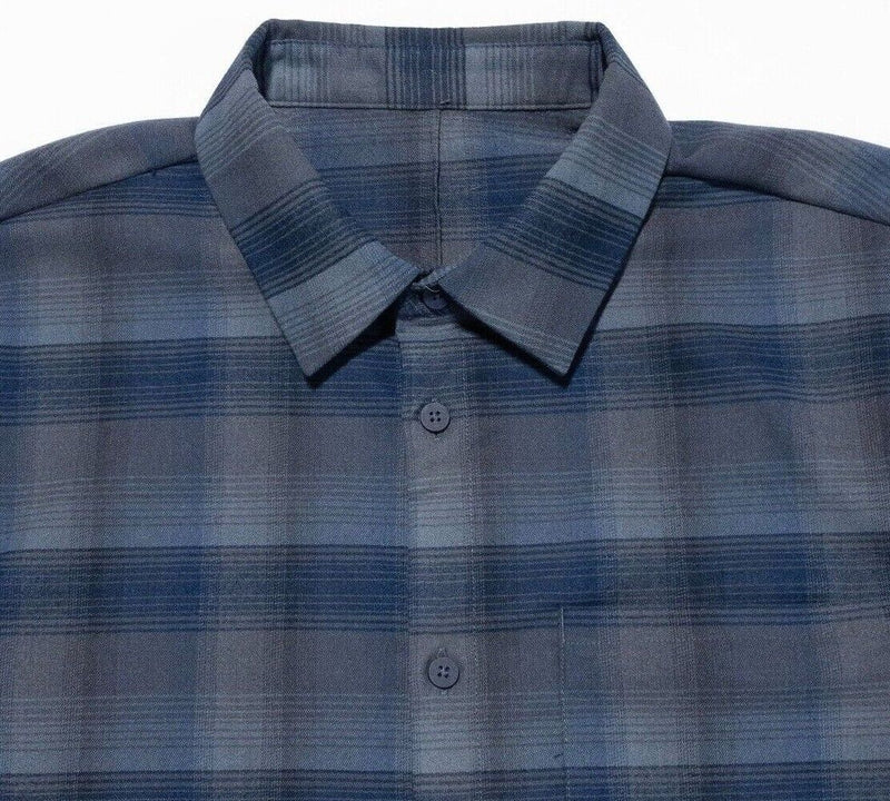 Lululemon Mason Peak Flannel Shirt Men's Fits Large Blue Gray Plaid Long Sleeve