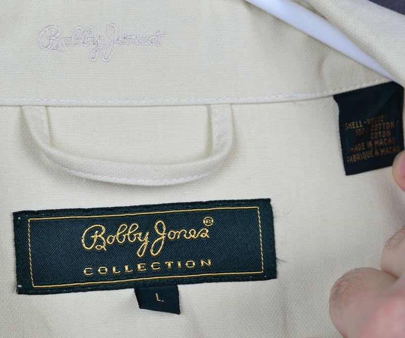 Bobby Jones Collection Men's Large Off-White Cargo Golf Collared Overcoat Jacket