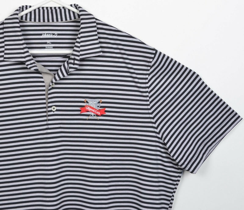 Johnnie-O Prep-Formance Men's XL Black Gray Striped Wicking Golf Polo Shirt