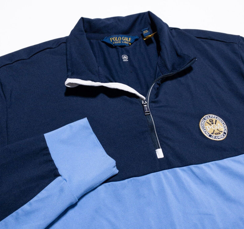 Polo Golf Ralph Lauren 1/4 Zip Men's Medium Pullover Wicking Blue Two-Tone PGA