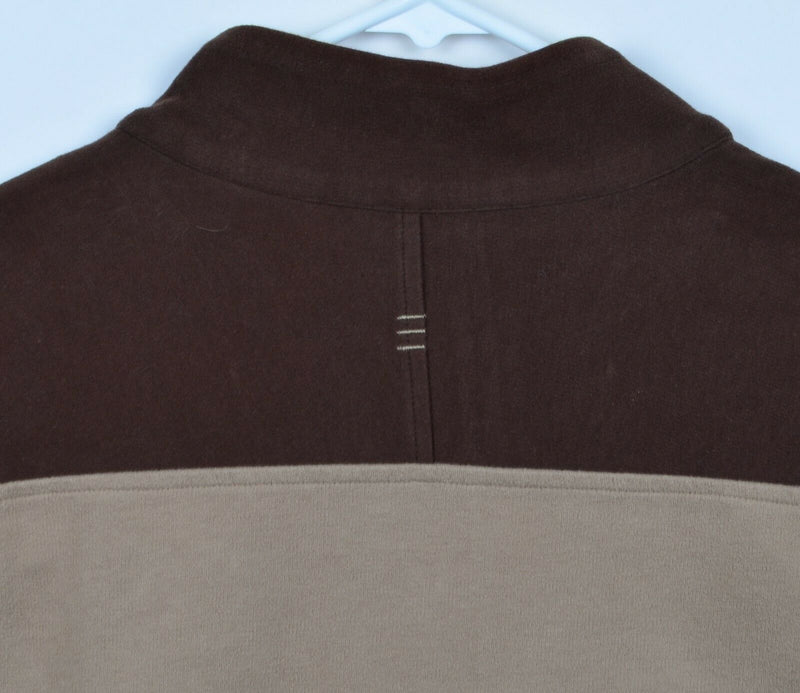 Prana Men's Sz Large Brown 1/4 Zip Pullover Cotton Poly Fleece Sweatshirt