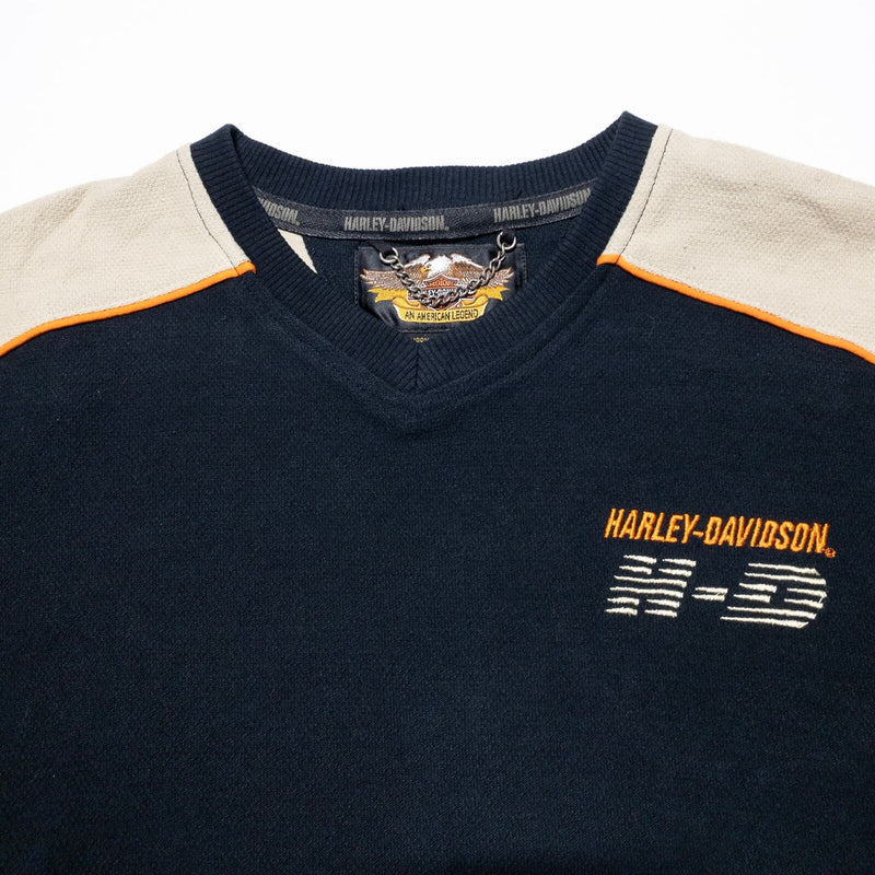 Vintage Harley-Davidson Sweatshirt Men's Medium HD Logo Black Cream Stripe