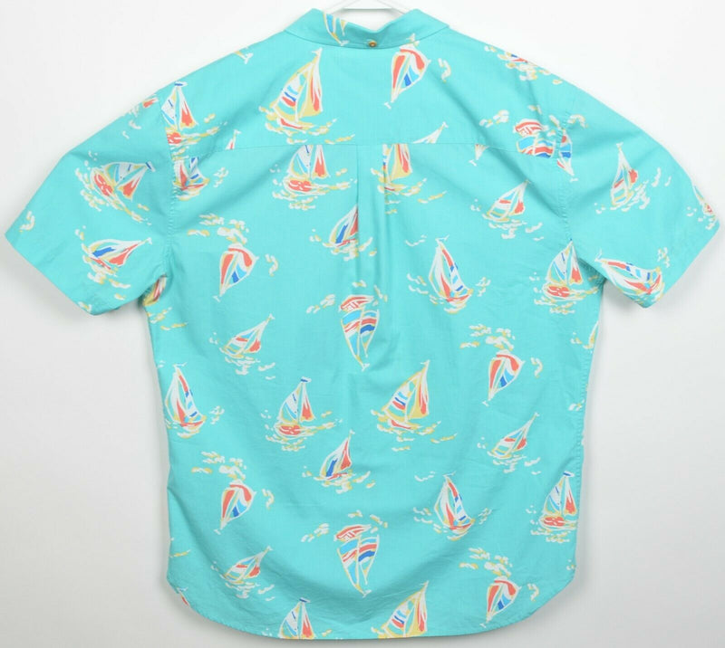 Chubbies The Nutter Men's Large "Weekend" Blue Sailboat Popover Camp Shirt