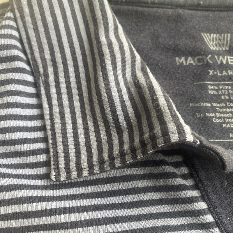 Mack Weldon Men's XL Blue Striped Cotton Modal Blend Athleisure Polo Shirt