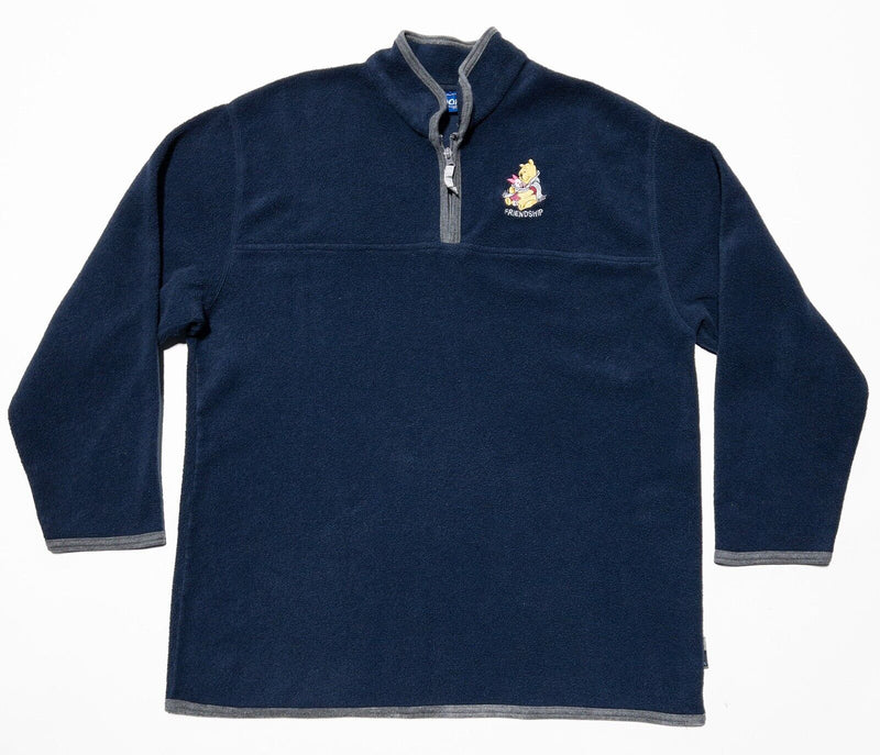 Winnie the Pooh Jacket Adult XL Disney Fleece Friendship Navy 1/4 Zip Pullover