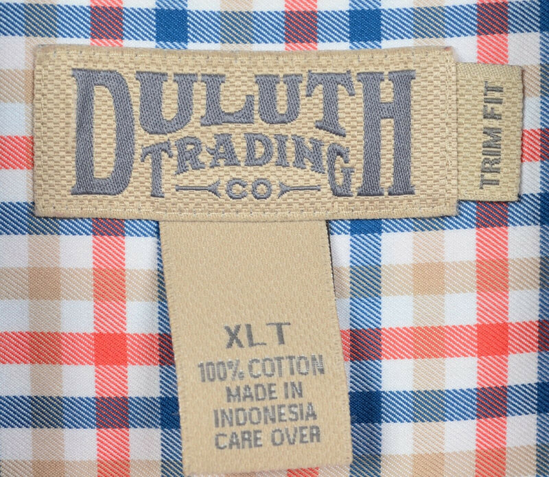 Duluth Trading Co. Men's XLT Trim Fit Orange Blue Check Button-Down Shirt