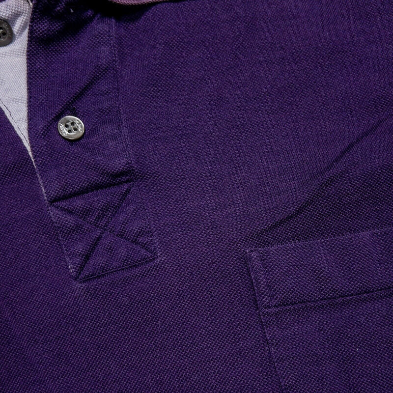 Brioni Polo Shirt Medium Mens Solid Purple Short Sleeve Designer Contrast Collar