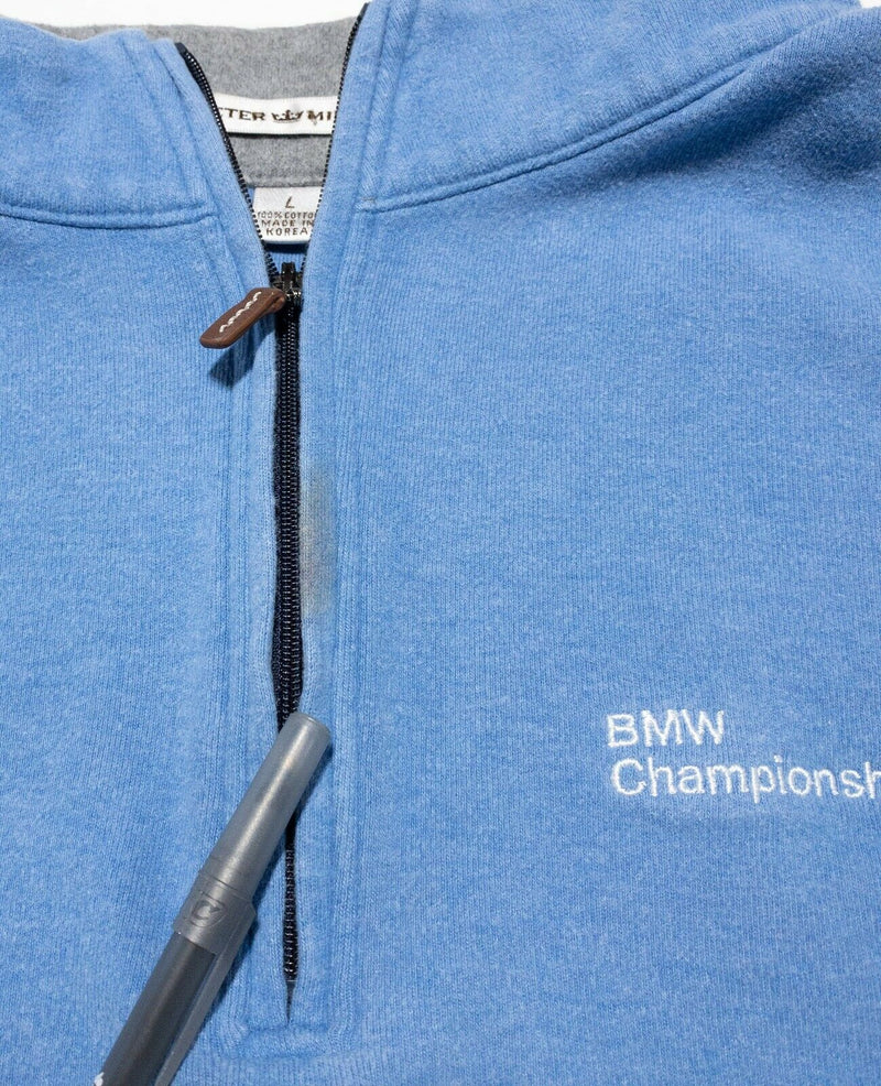 BMW Championship Peter Millar Men's Large 1/4 Zip Golf Pullover Sweatshirt Blue