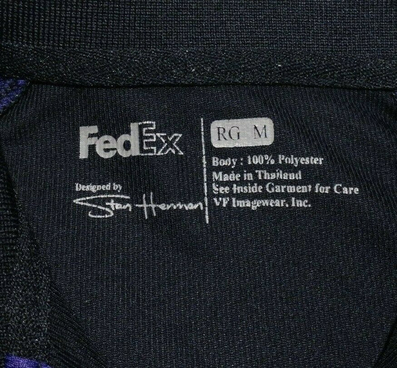 FedEx Ground Stan Herman Long Sleeve Polo Shirt Uniform Black Purple Men Medium