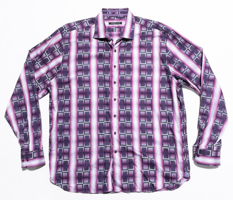 Hammer Made Shirt Men's 18.5/46 Purple Pink Geometric Long Sleeve Dress Shirt