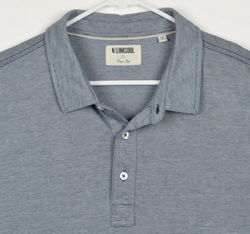 Linksoul Men's Sz XL Heather Blue Short Sleeve Golf Polo Shirt