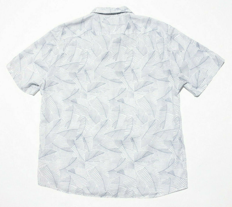 Faherty XXL Shirt Men's Playa Shirt Leaf Print White Blue Short Sleeve 2XL