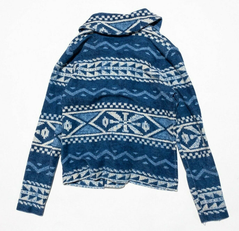 Lauren Ralph Lauren Sweater Women's Petite Medium Toggle Blue Aztec Southwest
