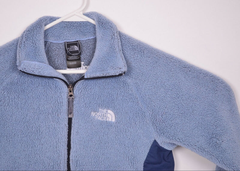 The North Face Women's Sz Medium Fuzzy Fleece Light Blue Full Zip Jacket