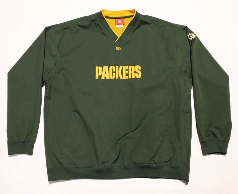 Green Bay Packers Windbreaker Men's 2XL NFL V-Neck Pullover Jacket Football