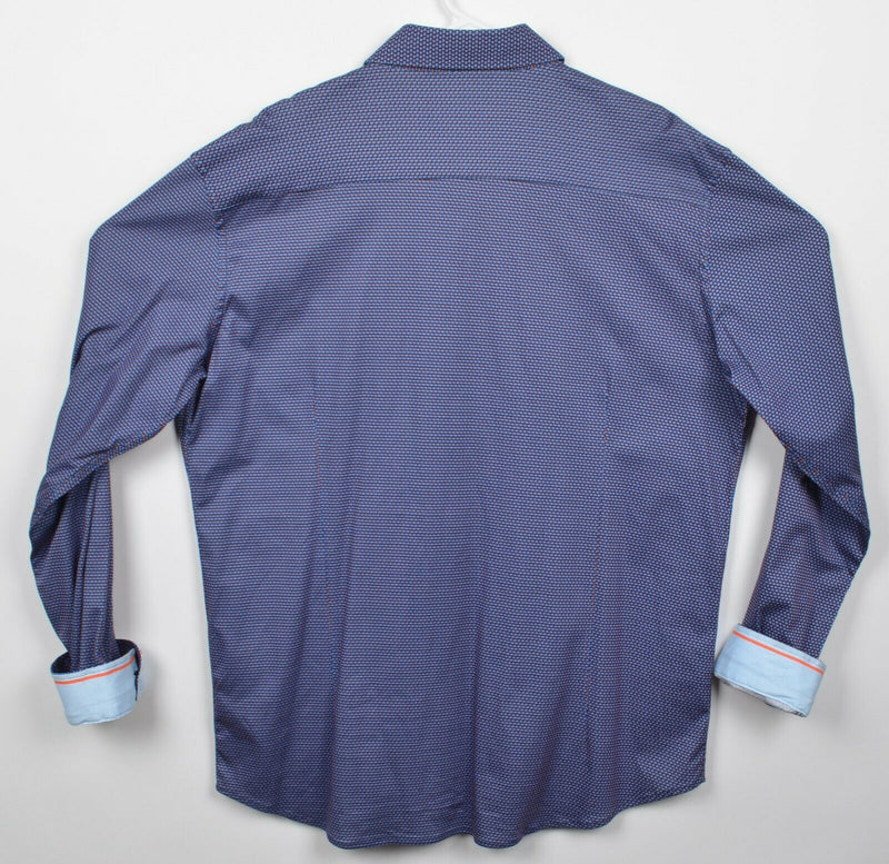 Butter Cloth Men's XL Flip Cuff Blue Orange Geometric Circle Button-Front Shirt