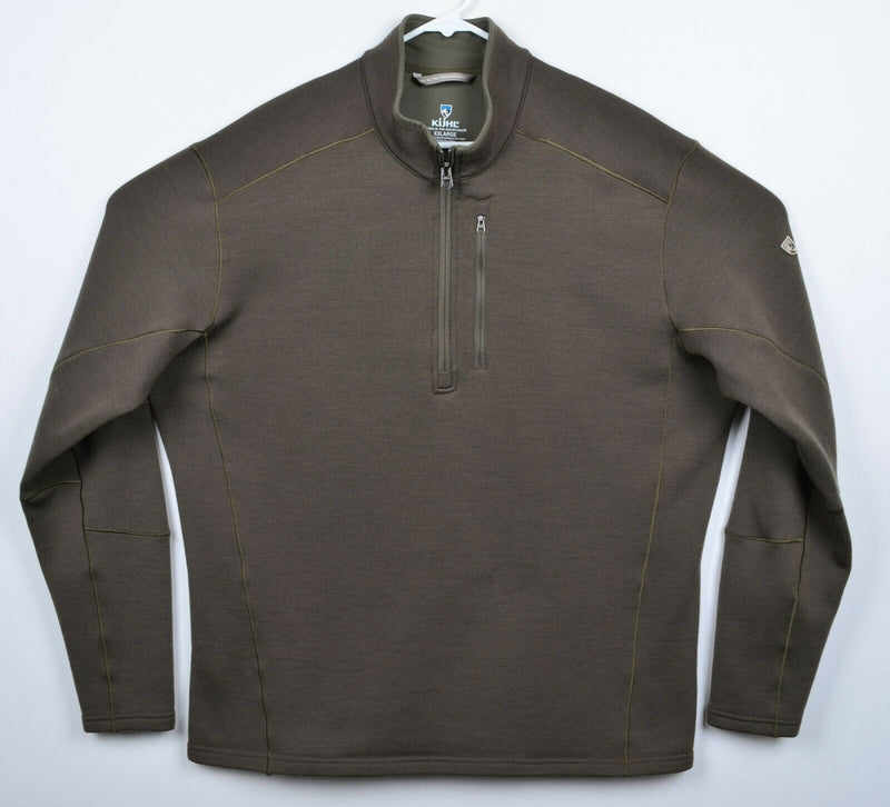 Kuhl Men's 2XL Wool Blend Skyr 1/4 Zip Brown Pullover Hiking Sweater Jacket