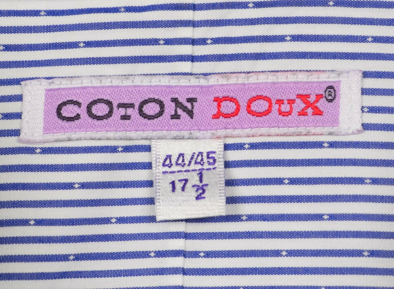 Coton Doux Men's 17.5 Flip Cuff Balloon Blue Striped Button-Front Shirt