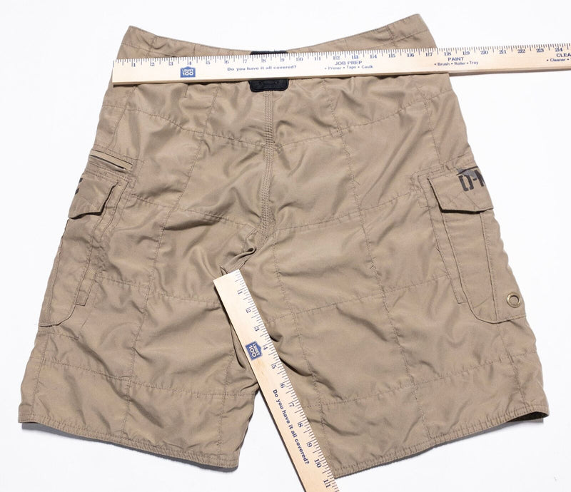 Oakley Cargo Board Shorts Men's 34 Beige Pockets Vintage Y2K Drawstring Swim