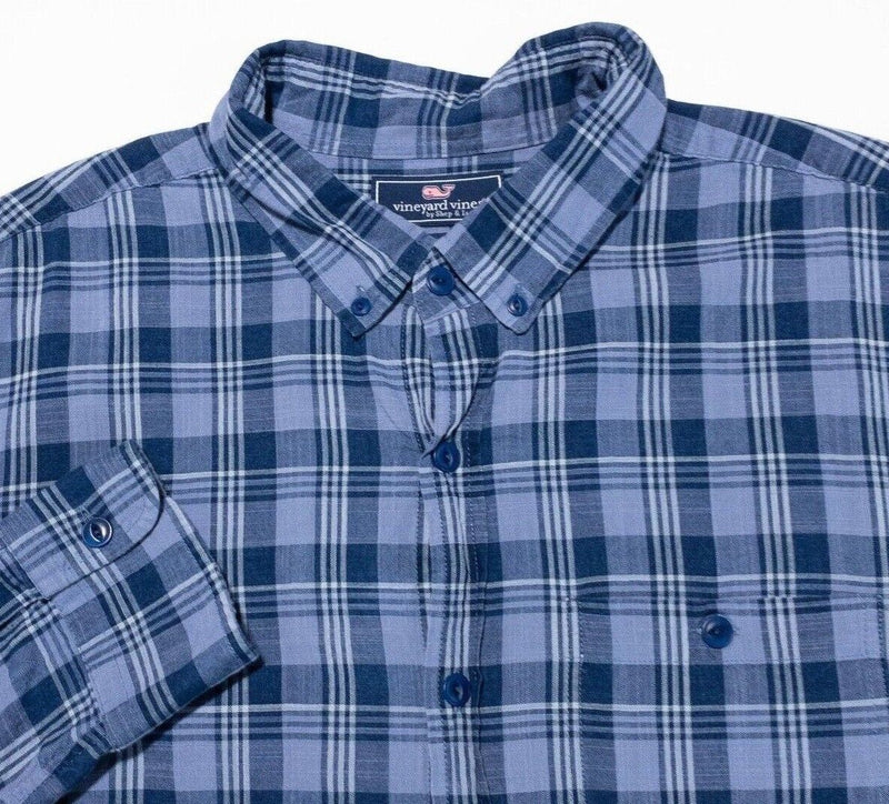 Vineyard Vines XL Shirt Slim Longshore Men's Blue Plaid Long Sleeve Button-Down