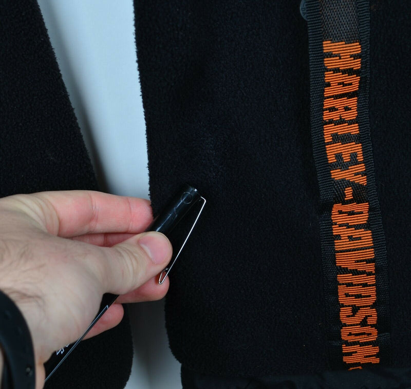 Harley-Davidson Men's Large Lined Fleece Black Orange Reflective Riding Jacket