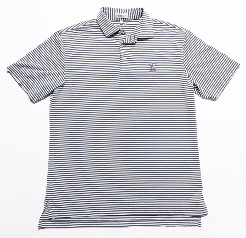 Peter Millar Summer Comfort Polo Medium Men's Shirt Gray Striped North Shore CC