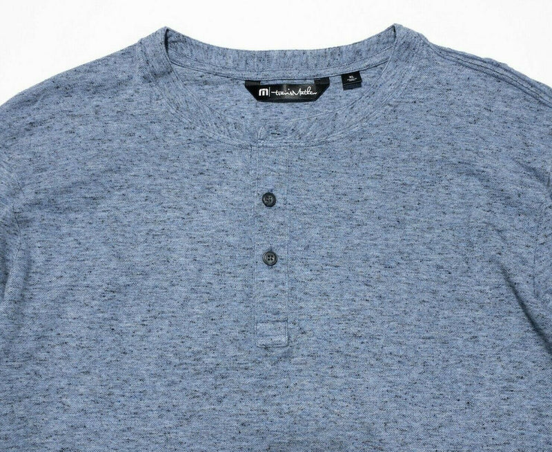 Travis Mathew Henley Long Sleeve T-Shirt Blue Speckled Modal Casual Men's XL
