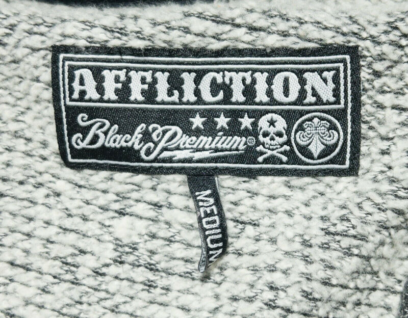 Affliction Black Premium Men's Medium Gray Logo Patch Full Zip Sport Sweatshirt