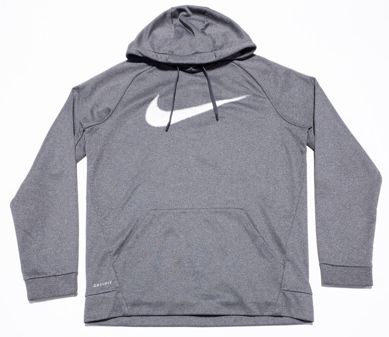 Nike Hoodie Women's XL Pullover Sweatshirt Swoosh Logo Gray Dri-Fit Gym Casual