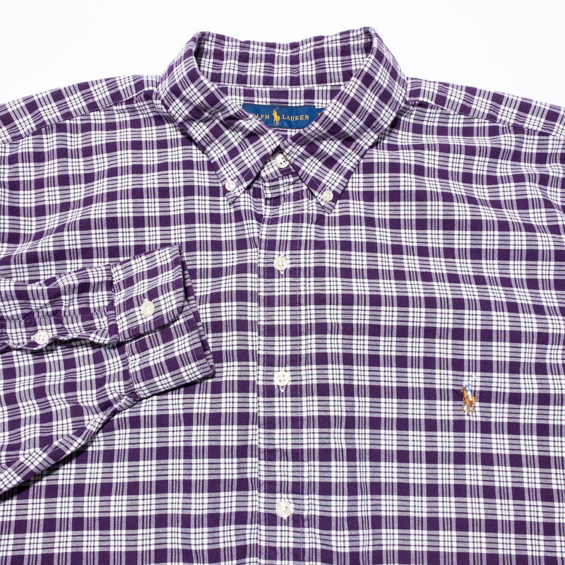 Polo Ralph Lauren 2XLT Tall Men's Shirt Purple Check Button-Down Long Sleeve