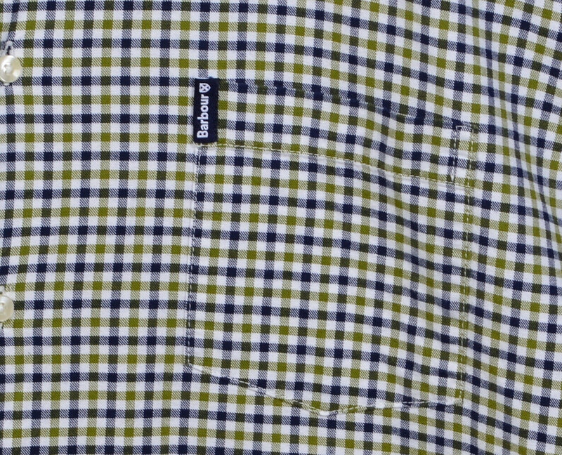 Barbour Men's 2XL Green Blue Check Gingham 11 Tailored Button-Down Shirt