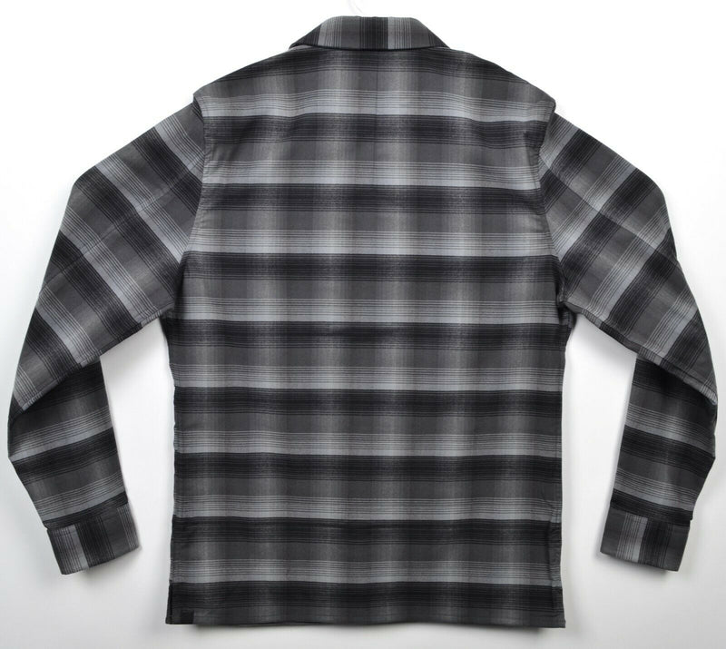 Lululemon Men's Small Masons Peak Flannel Black Gray Plaid Button-Front Shirt