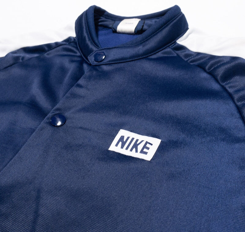 Vintage 80s Nike Jacket Men's Medium Snap-Front Blue White Track Box Logo Japan