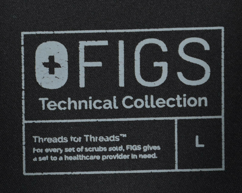 FIGS Technical Collection Men's Large Scrubs Collared Solid Black Shirt