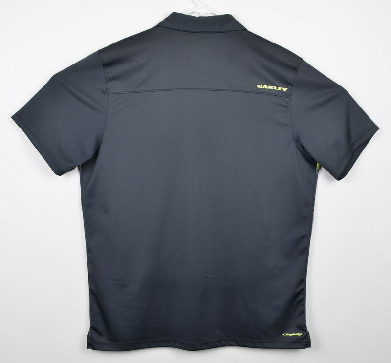 Oakley Hydrolix Men's Sz XL Regular Fit Gray Yellow Striped Polo Golf Shirt