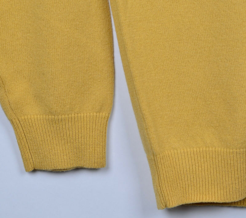 LL Bean Men's XL Regular 100% Lambswool Knit Yellow V-Neck Pullover Sweater