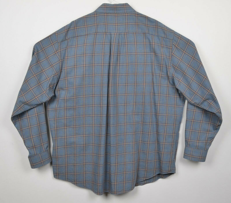 Brooks Brothers Brooksflannel Men's XL Wool Blend Blue Plaid Button-Down Shirt