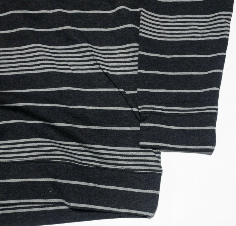 Oakley Men's Large Black Gray Striped Cotton Blend Lightweight Pullover Hoodie