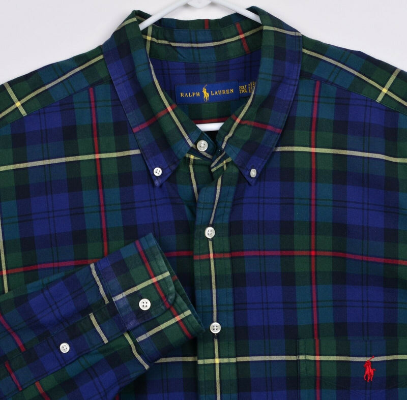 Polo Ralph Lauren Men's 2XLT Green Blue Tartan Plaid Button-Down Flannel Shirt