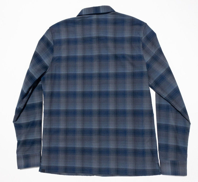 Lululemon Mason Peak Flannel Shirt Men's Fits Large Blue Gray Plaid Long Sleeve