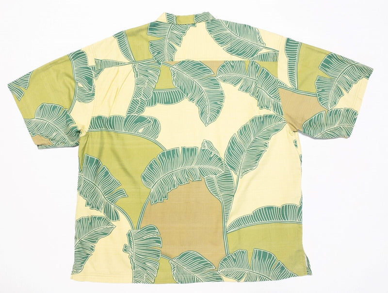 Tommy Bahama Silk Shirt XXL Camp Hawaiian Palm Away Floral Green Men's 2XL