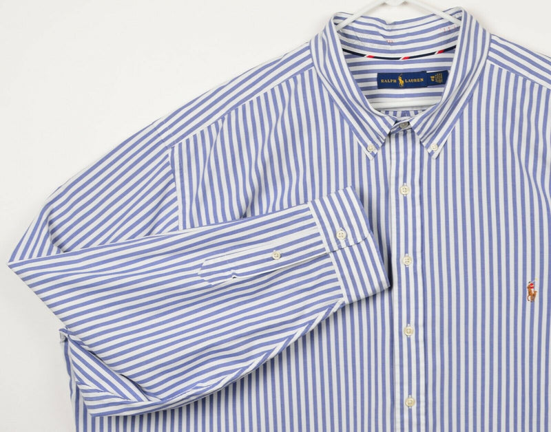 Polo Ralph Lauren Men's 5XB (5XL Big) Blue White Striped Button-Down Shirt