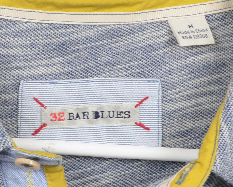 32 Bar Blues Men's Sz Medium Heather Blue/Gray Pocket Short Sleeve Polo Shirt