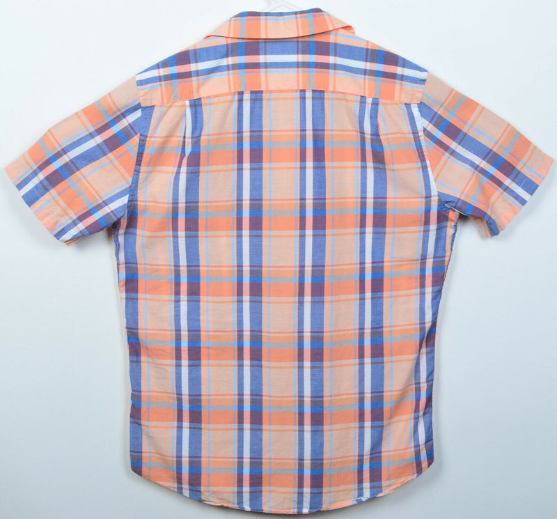 Southern Tide Men's Small Classic Fit Orange Blue Plaid Button-Front Shirt