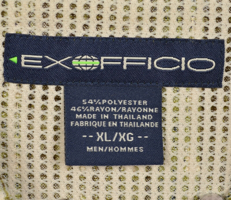 ExOfficio Men's XL Vented Green Plaid Fishing Hiking Travel Button-Front Shirt