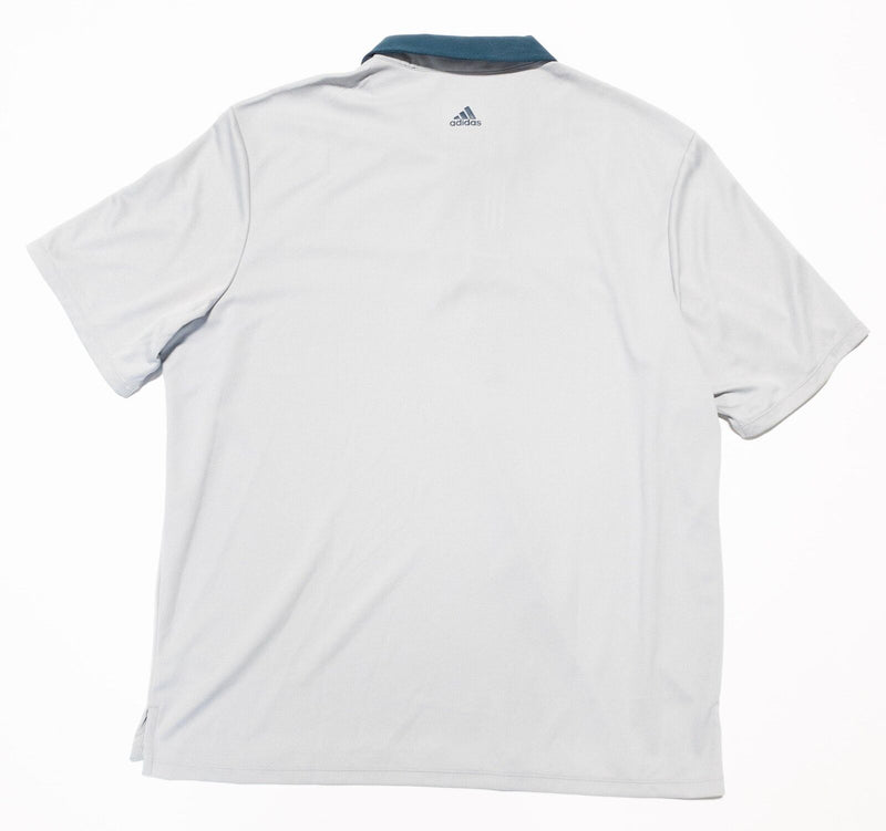 Adidas Golf Polo Shirt Men's XL Three Stripes Light Gray Wicking Short Sleeve