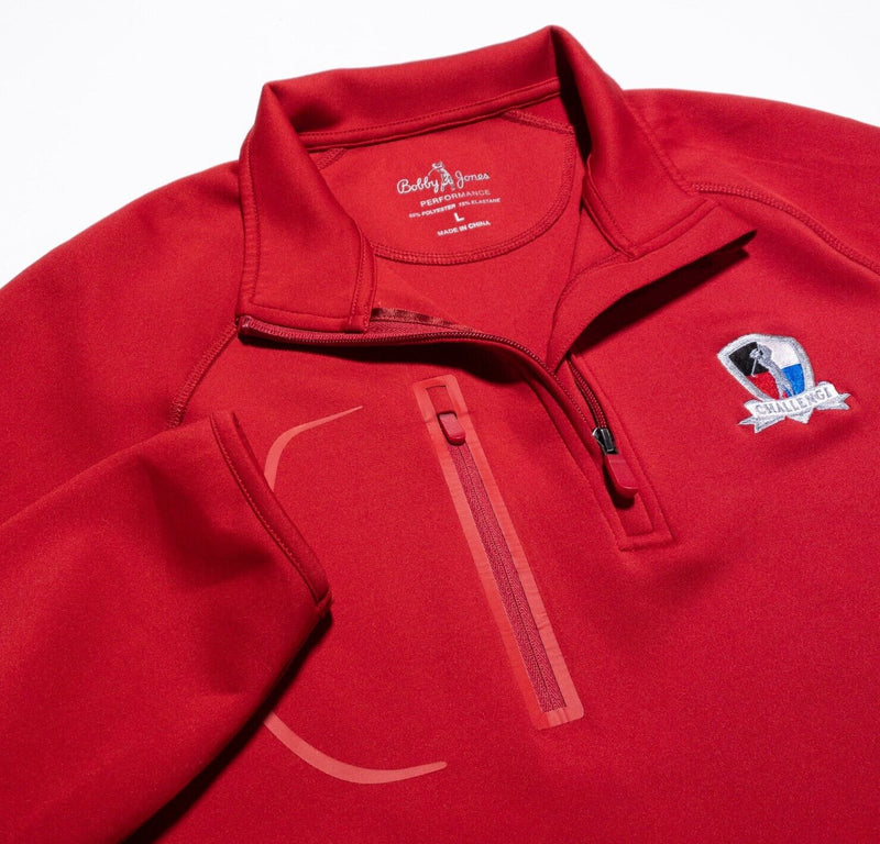 Bobby Jones Jacket Men's Large Performance 1/4 Zip Pullover Red Wicking Stretch